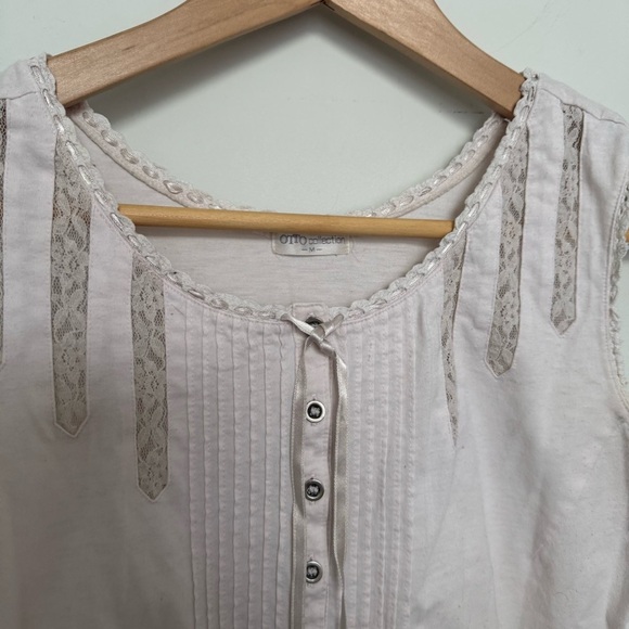 Vintage coastal cowgirl White Sleeveless Button-Up Top M prairie - Picture 4 of 7